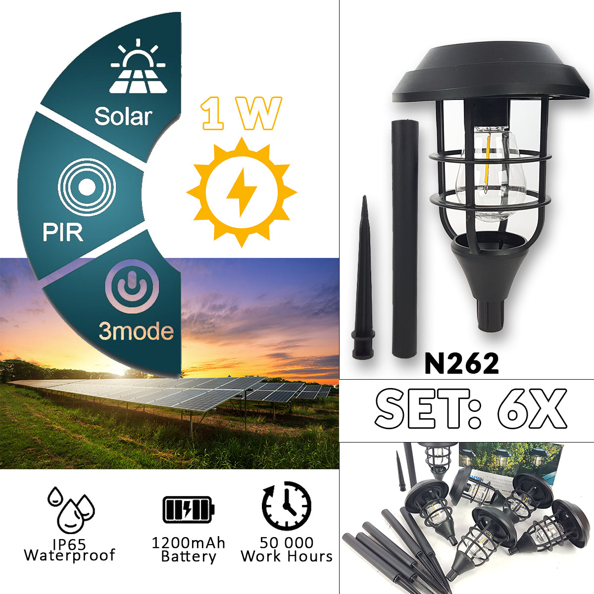 LED Solarne vrtne lampe 6 kom N262 - Mediteran Shop