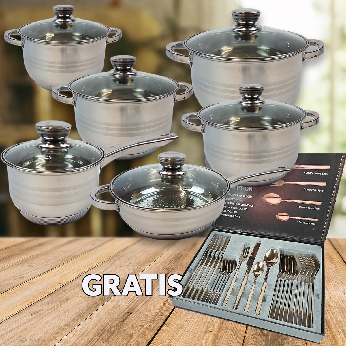 Set INOX posuđa sa priborom GRATIS