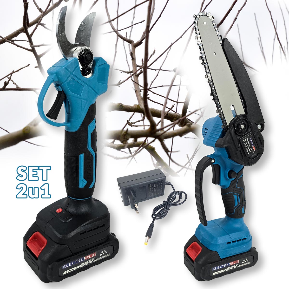 Aku set 2u1 Electra Plus - škare i pila EL004 - Mediteran Shop