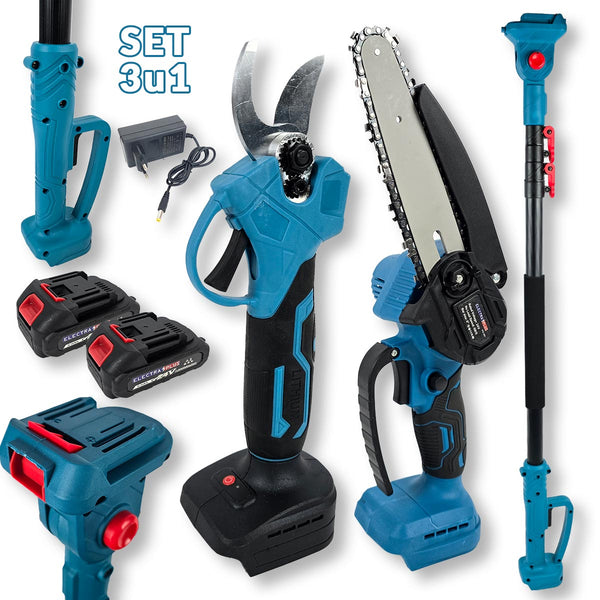 Aku set 3u1 Electra Plus - škare pila teleskopski štap EL003 - Mediteran Shop