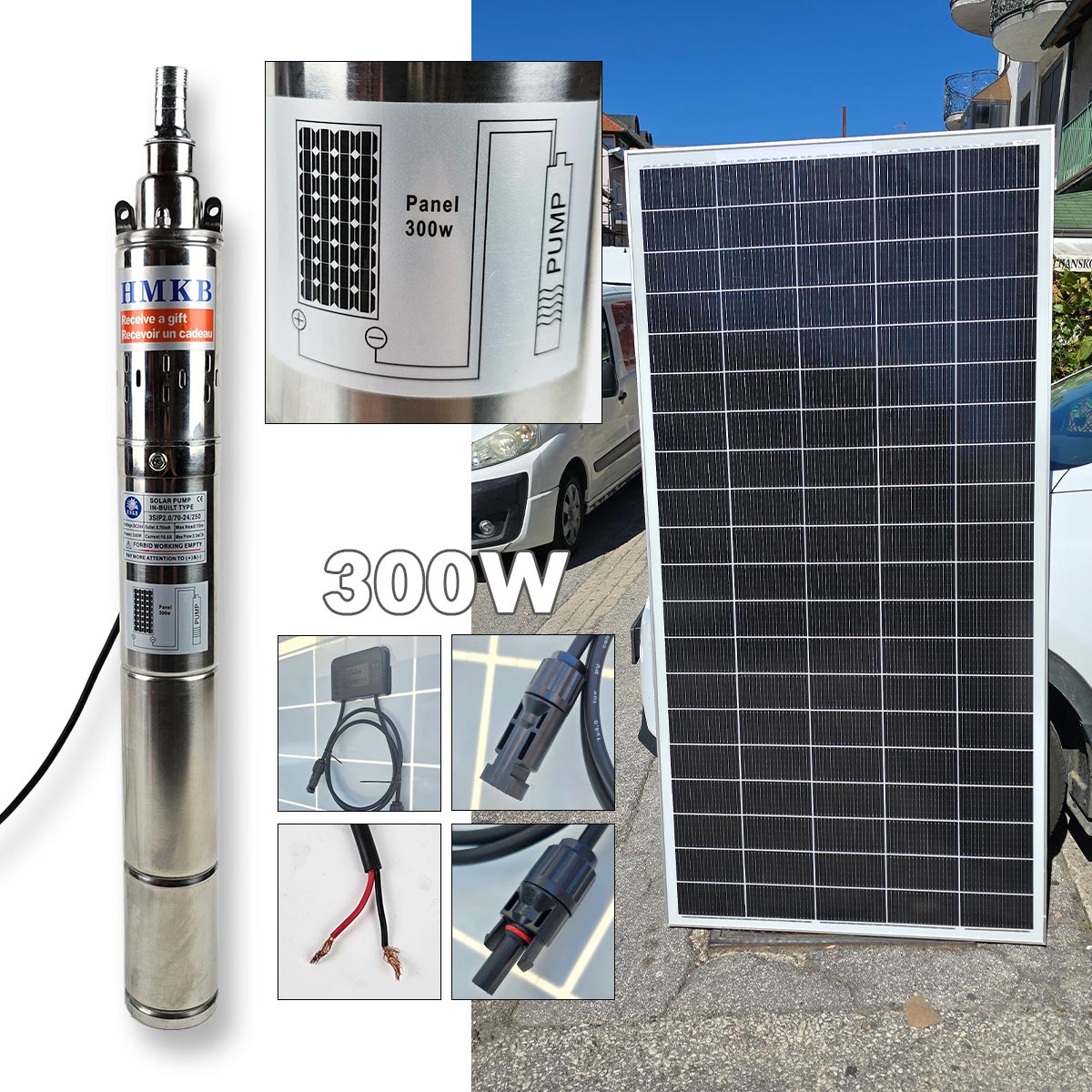 Arteška pumpa sa solarnim panelom 300W G543