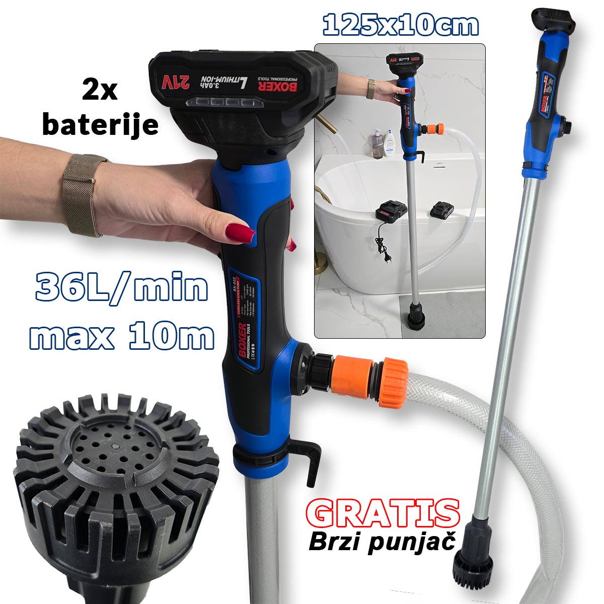 Boxer aku ručna štapna pumpa 125cm BX022 - Mediteran Shop