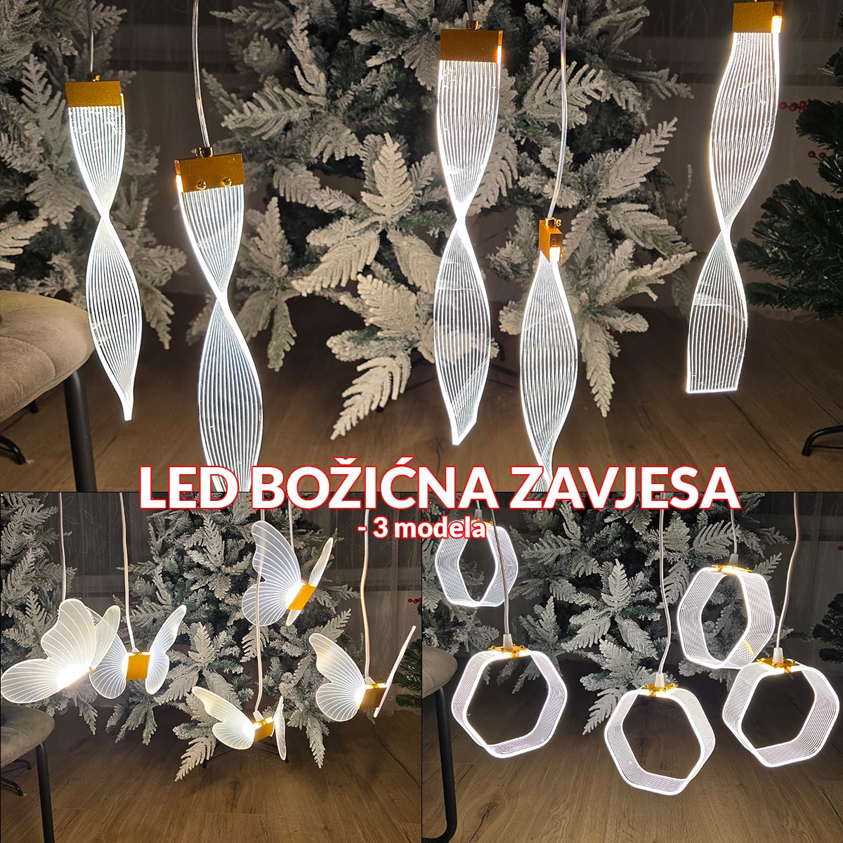 LED svjetleća božićna zavjesa - 3 modela