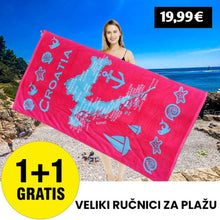 Učitajte sliku u preglednik galerije, Ručnik za plažu Croatia 1+1 GRATIS - Mediteran Shop
