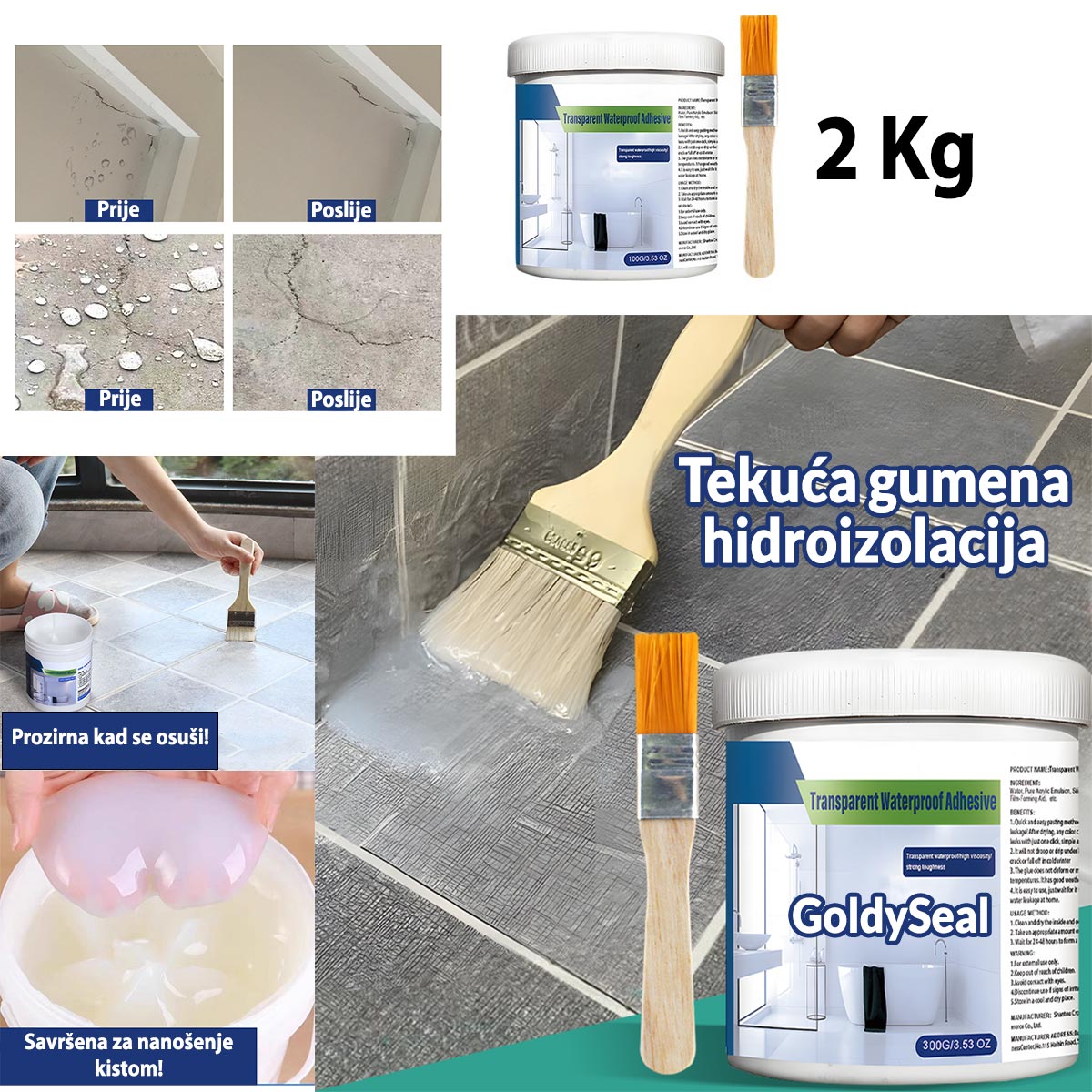 Prozirna gumena hidroizolacija GoldySeal NA274 - Mediteran Shop