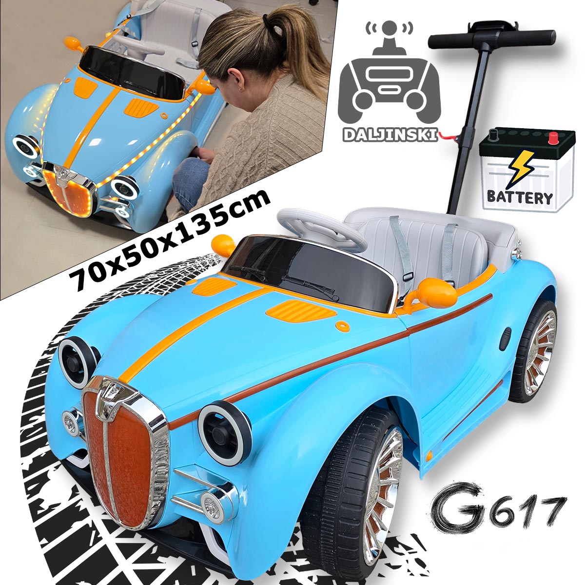 Retro auto na akumulator s daljinskim upravljačem G617 - Mediteran Shop