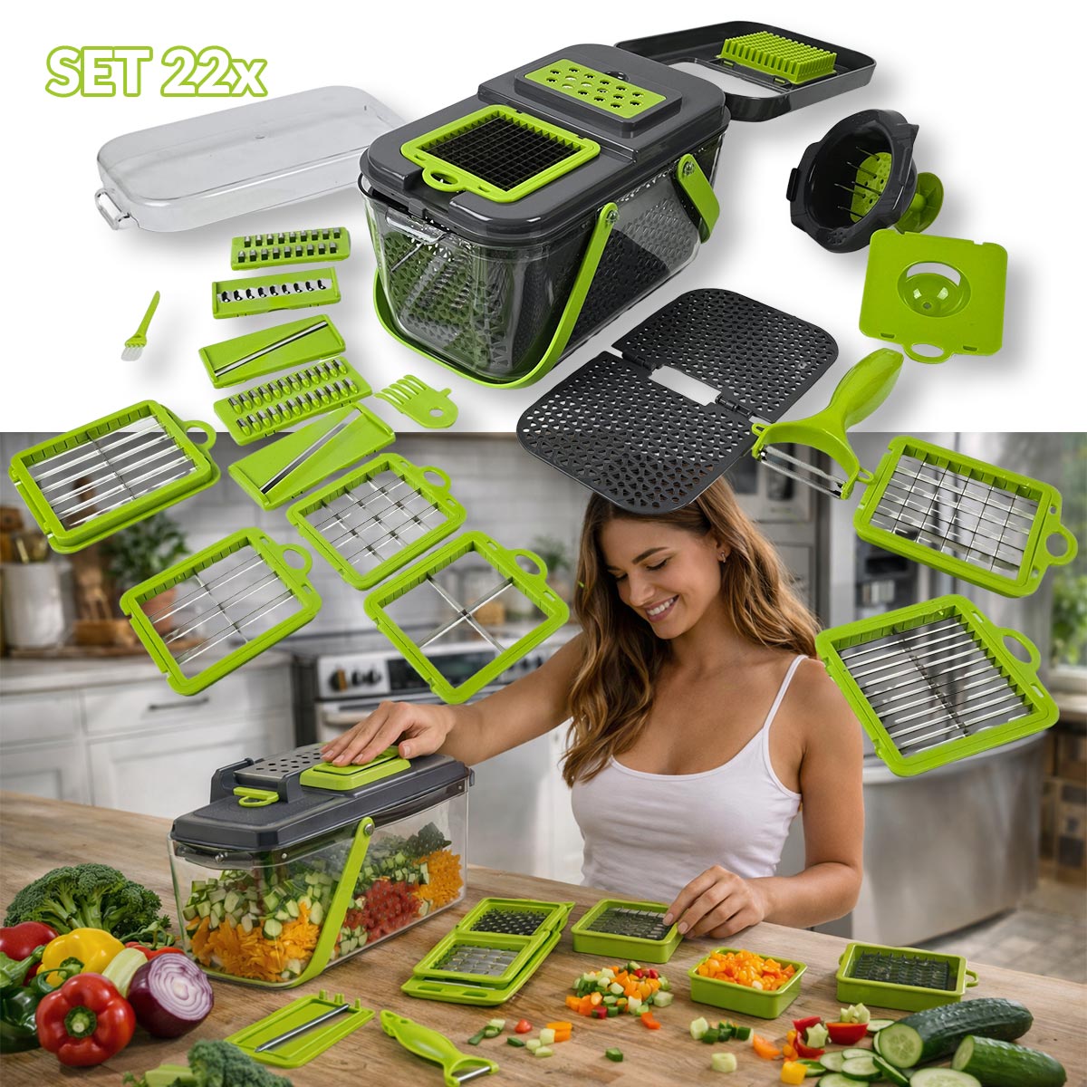 Ribež i sjeckalo za povrće - 22 dijelni set G687 - Mediteran Shop