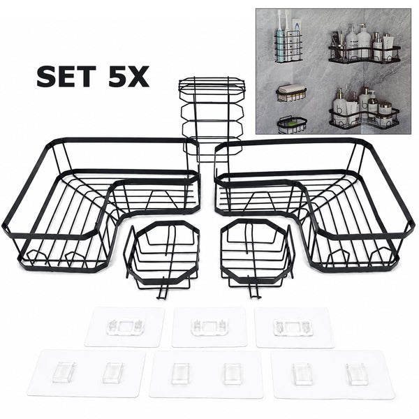Set 5x metalnih polica za kupaonu