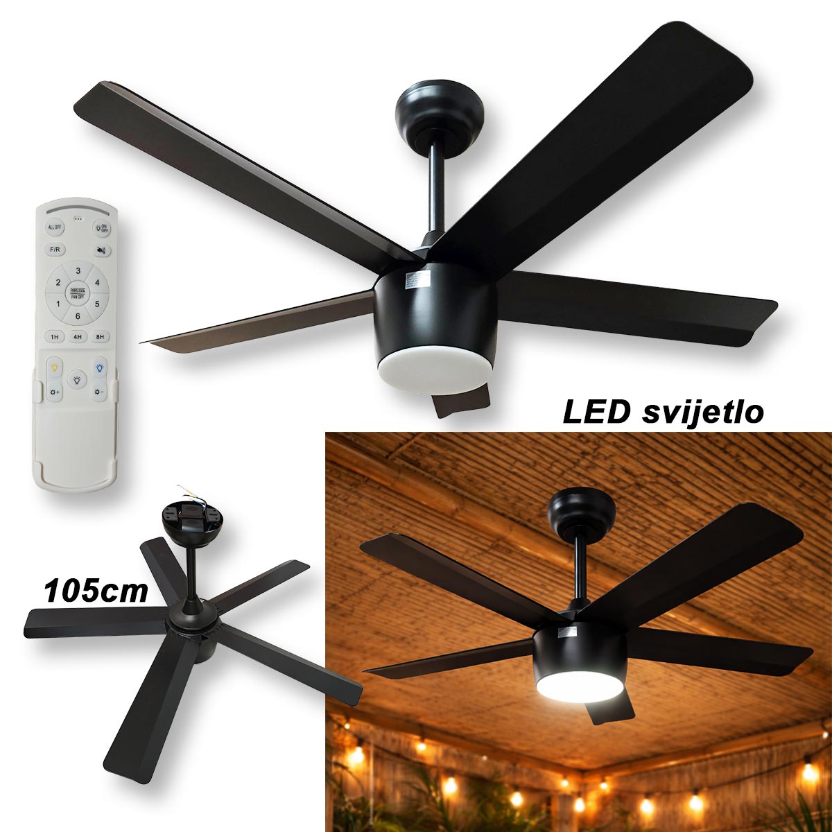 Stropni ventilator sa LED rasvjetom 105cm NA305 - Mediteran Shop