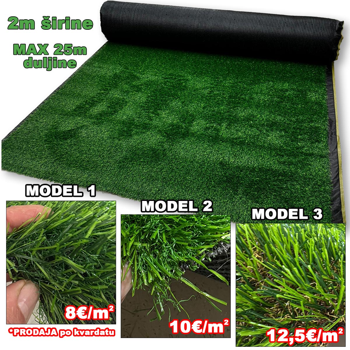 Umjetna trava - 3 modela - Mediteran Shop