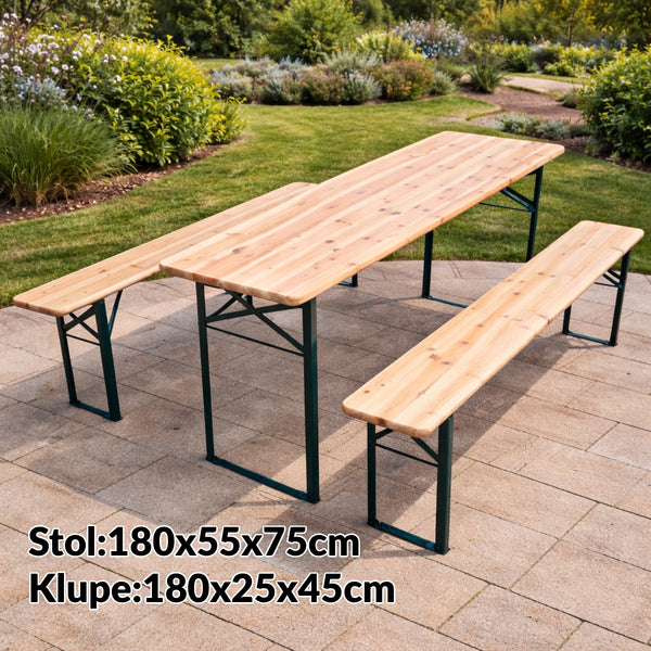 Vrtna pivska garnitura stol sa 2 klupe G729 - Mediteran Shop