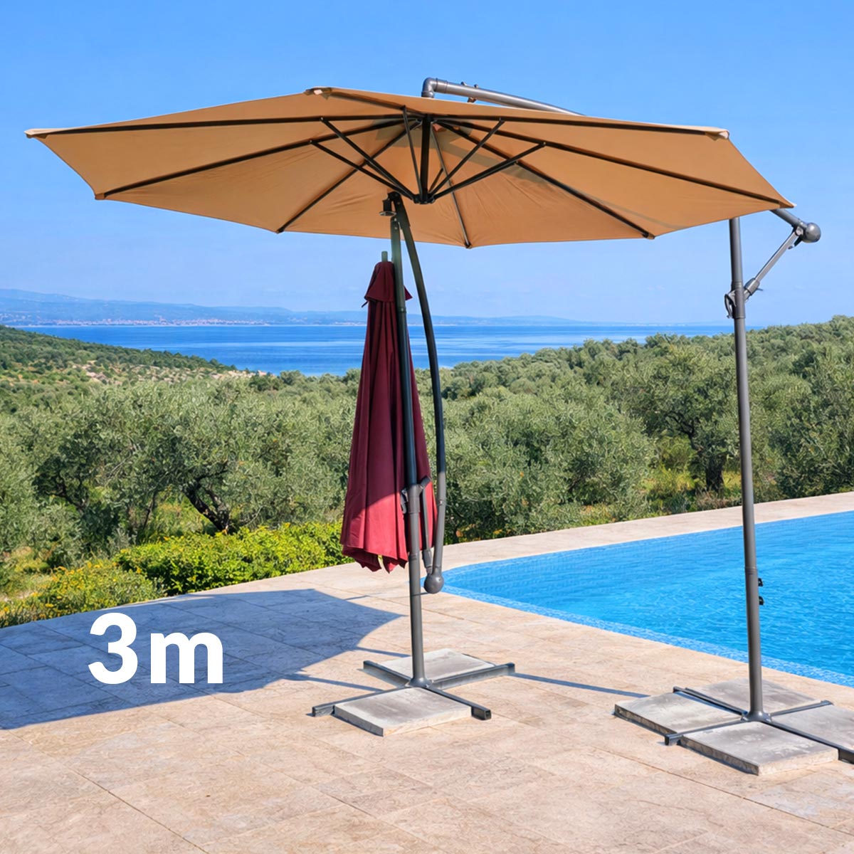 Vrtni suncobran 3m G652 - Khaki - Mediteran Shop
