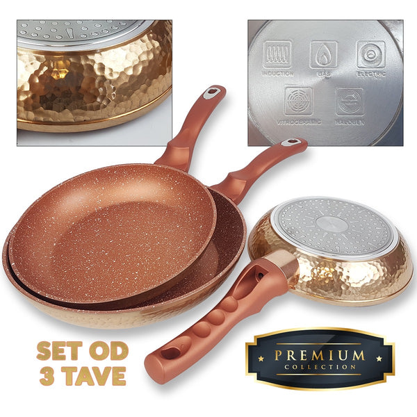 Set od 3 tave Premium GOLD GOL-064 - Mediteran Shop