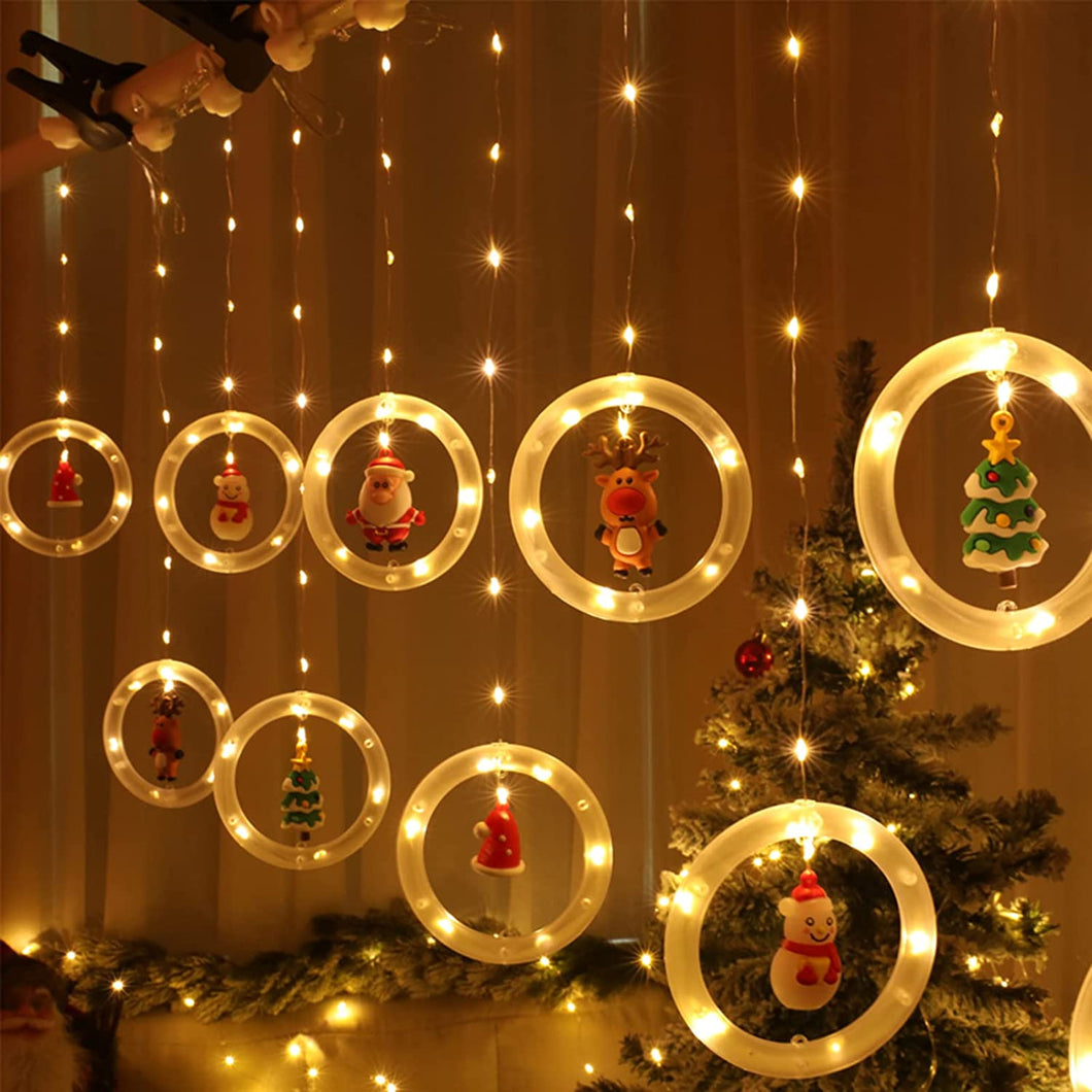 Led zavjese sa svjetlosnim kružićima i djed božičnjacima - Mediteran Shop
