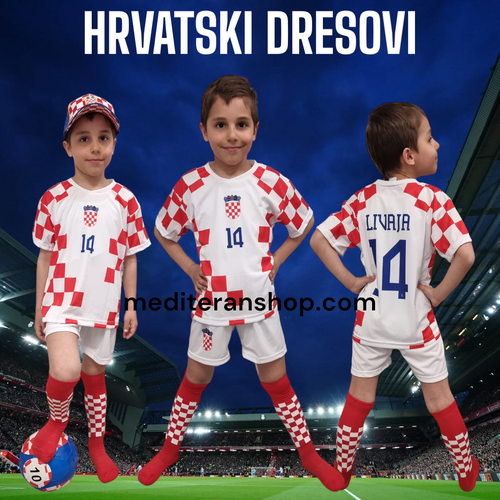Dječji nogometni Hrvatski dres (2022/2023) Livaja - Mediteran Shop